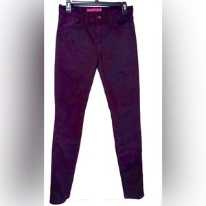 J Brand Skinny Leg Mid Rise Noir Red Cotton Denim jeans. Size 28/6. GUC